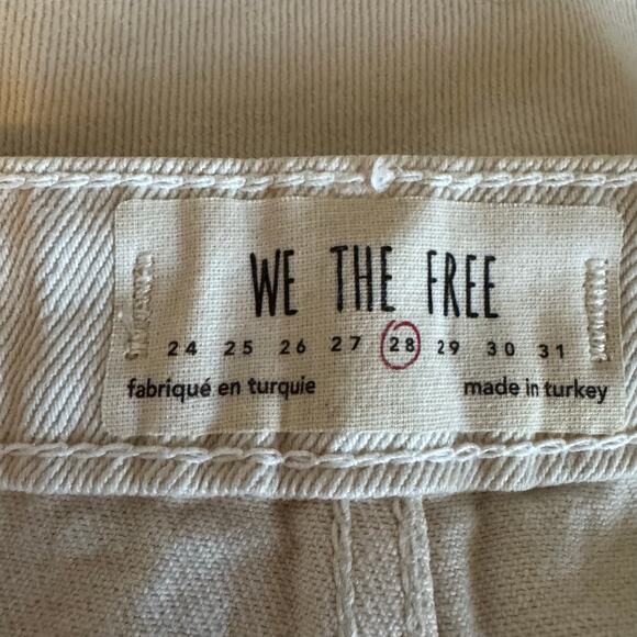 We The Free Distressed Ivory Denim Mini Skirt Button Fly Women Size 28 - Picture 7 of 9
